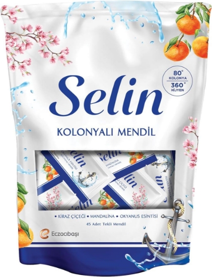 Selin Kolonyalı Mendil Kiraz Çiçeği - Mandalina - Okyanus 45 Adet