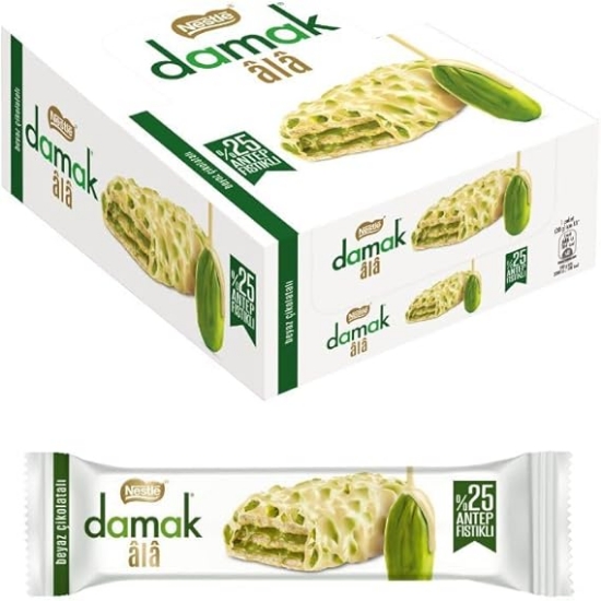 Nestle Damak Ala Antep Fıstıklı Beyaz Çikolatalı Gofret 30 Gr 12 Adet