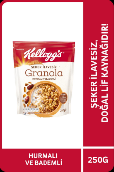 KELLOGG'S ŞEKER İLAVESİZ GRANOLA HURMALI VE BADEMLİ 250 GRAM,%43 