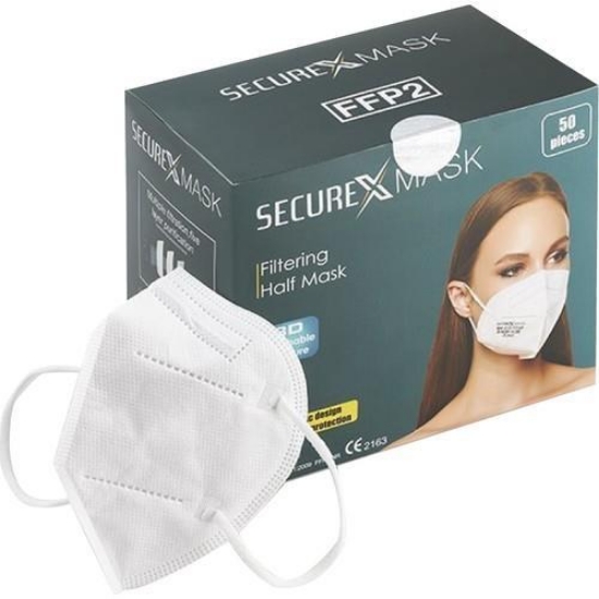 Securex Mask Ventilsiz N95 Yüz Maskesi  Tekli Poşette 50 li Paket